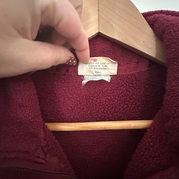 Vintage Fleece Sweater Northern Getaway Fleece Burgundy Cozy New Brunswick - Picture 10 of 14